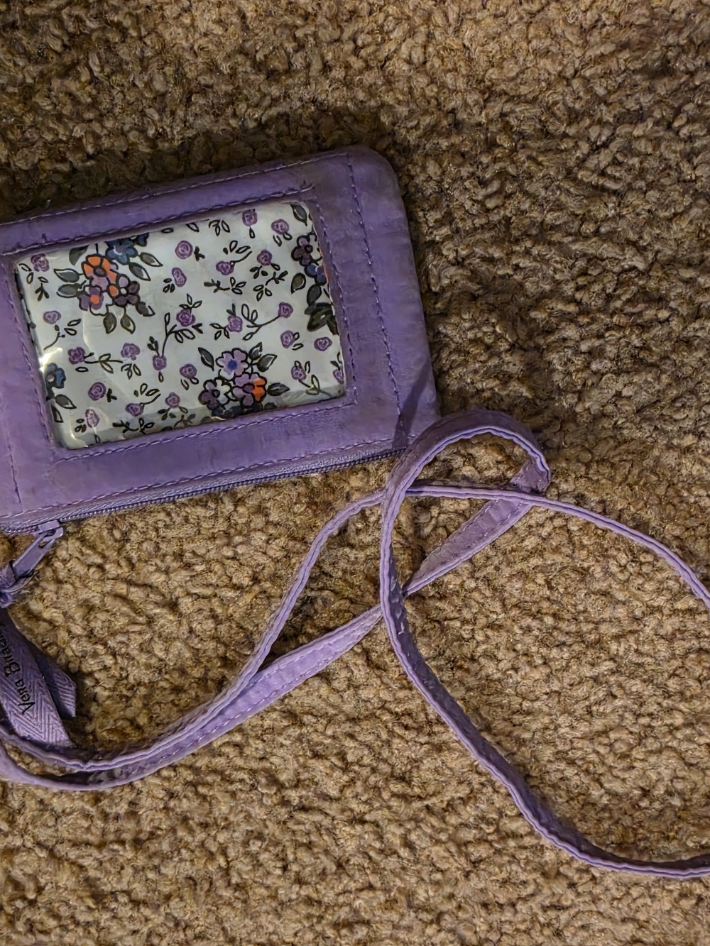 Purple Floral ID Crossbody Card Holder Vera BRADLEY